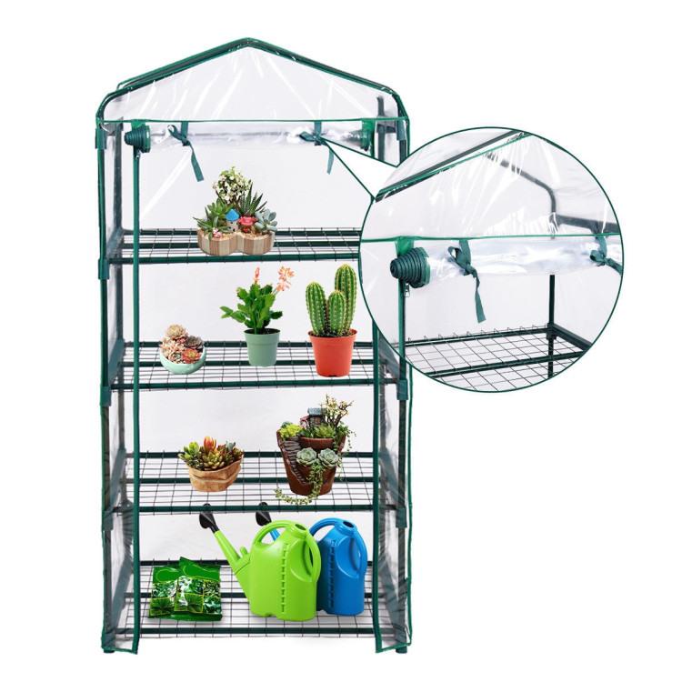 Outdoor Portable Mini 4 Shelves GreenhouseCostway Gallery View 8 of 10