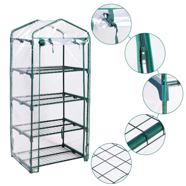 Outdoor Portable Mini 4 Shelves GreenhouseCostway Gallery View 5 of 10