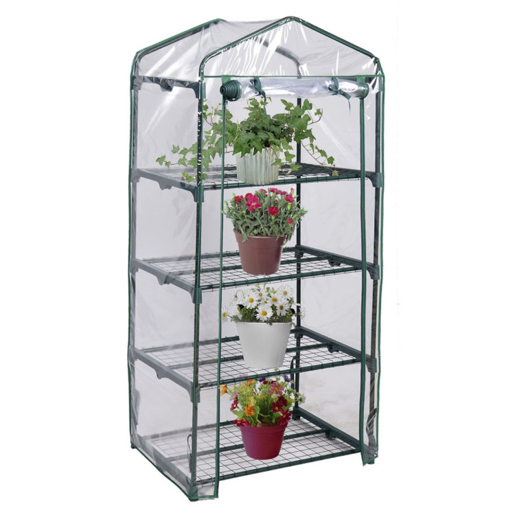 Outdoor Portable Mini 4 Shelves GreenhouseCostway Gallery View 7 of 10