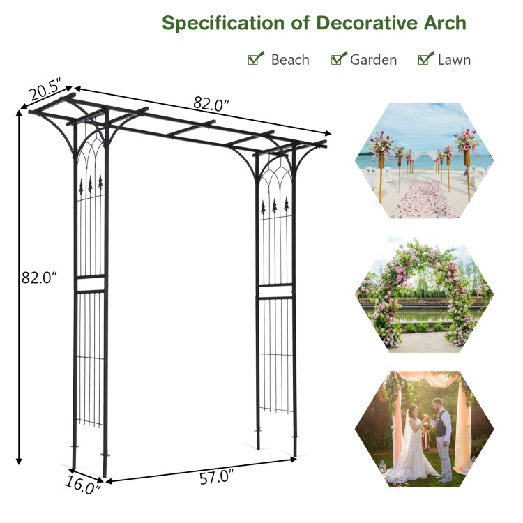 82 x 20.5 Inch Metal Garden Arch for Various Climbing PlantCostway Gallery View 4 of 11