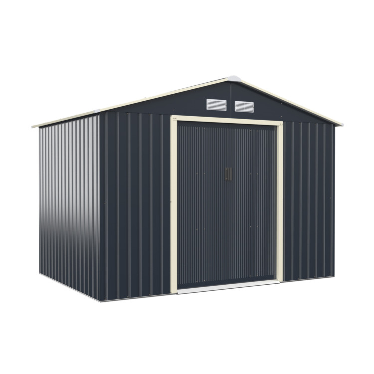 9 x 6 Feet Metal Storage Shed for Garden and Tools-GrayCostway Gallery View 1 of 13