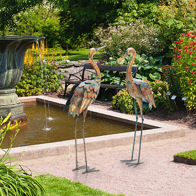 2x Extérieur Statue Jardin Figurine Grue Oiseau Balcon Terrain Stand Déco  Braun