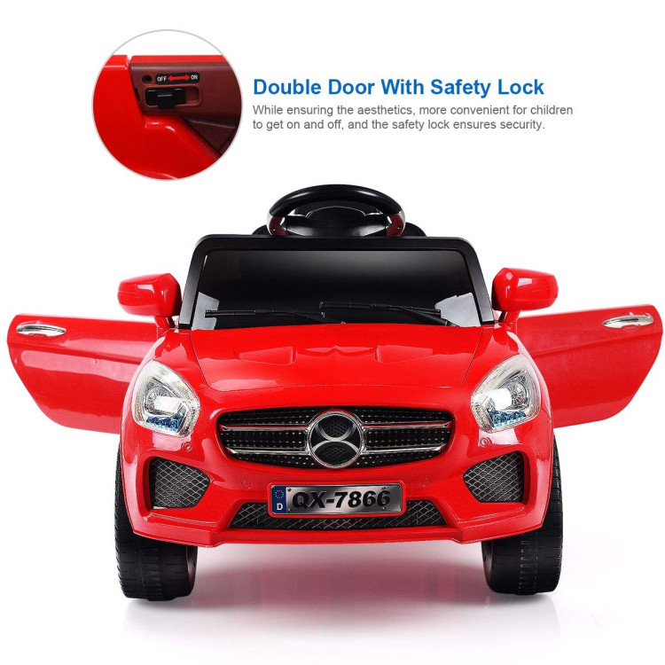 6V Kids Remote Control Battery Powered LED Lights Riding Car-RedCostway Gallery View 3 of 8