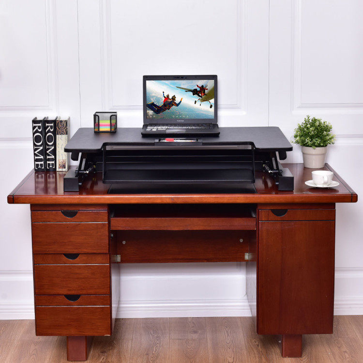 Height Adjustable Lift Rising Laptop Desk with Pen SlotCostway Gallery View 2 of 11