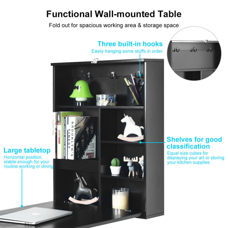 Convertible Wall Mounted Table with A Chalkboard-BlackCostway Gallery View 11 of 12