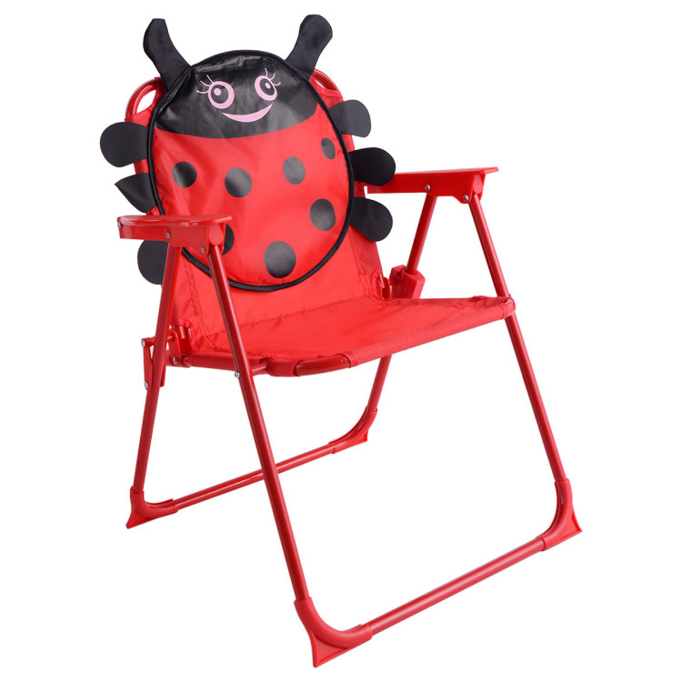 Kids Patio Folding Table and Chairs Set Beetle with UmbrellaCostway Gallery View 4 of 16