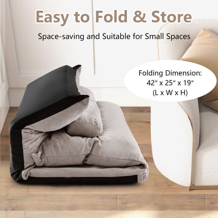Adjustable Floor Sofa Bed with 2 Lumbar Pillows-GrayCostway Gallery View 10 of 10
