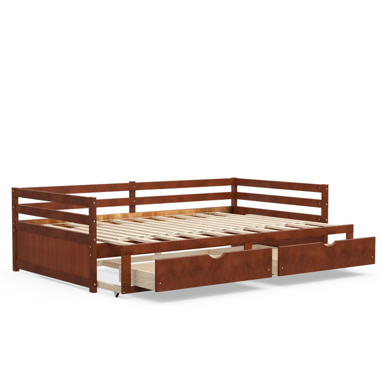Extendable Twin to King Daybed with Trundle and 2 Storage DrawersCostway Gallery View 1 of 9