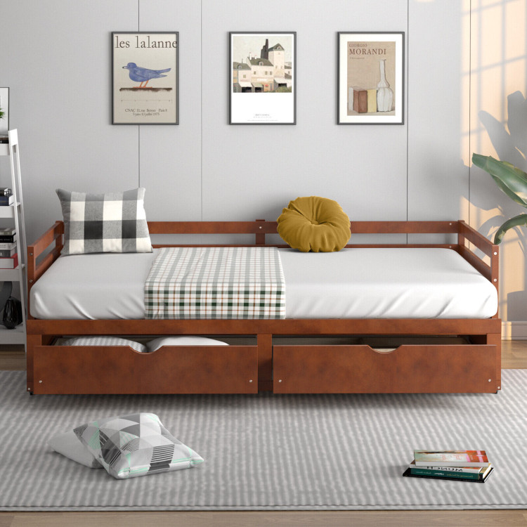 Extendable Twin to King Daybed with Trundle and 2 Storage DrawersCostway Gallery View 2 of 9