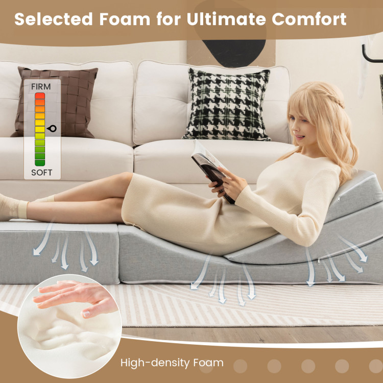 4 Inch Folding Sofa Bed Foam Mattress with Handles - Costway