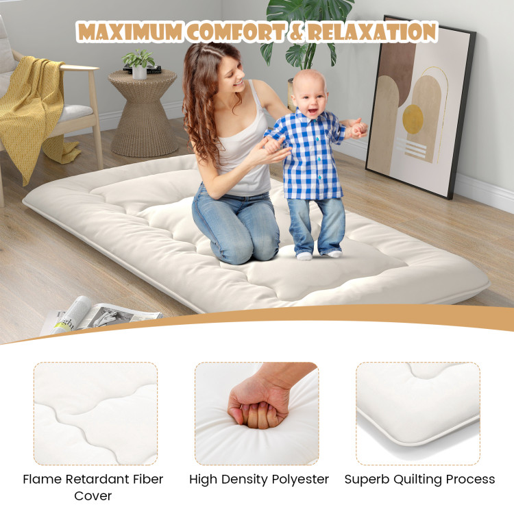 4 Inch Folding Sofa Bed Foam Mattress with Handles - Costway