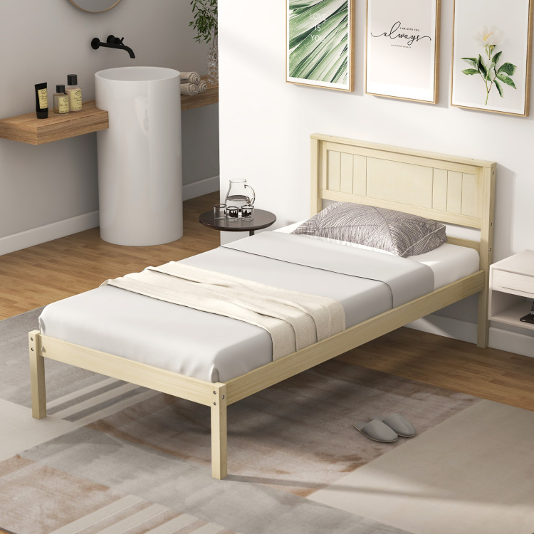 Twin/Full/Queen Size Wooden Bed Frame with Headboard and Slat Support -  Costway