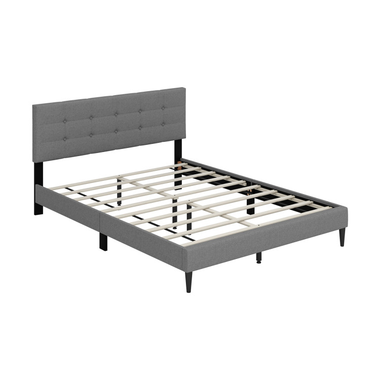 Queen Size Upholstered Platform Bed with Button Tufted Headboard - Gallery View 1 of 10