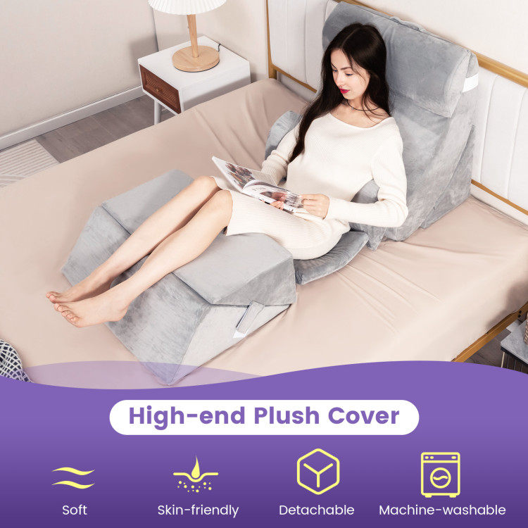 https://assets.costway.com/media/catalog/product/cache/0/thumbnail/750x/9df78eab33525d08d6e5fb8d27136e95/h/HU10593GR/7_Pieces_Bed_Wedge_Pillow_Set_with_Memory_Foam_and_Zipper_Gray-9.jpg