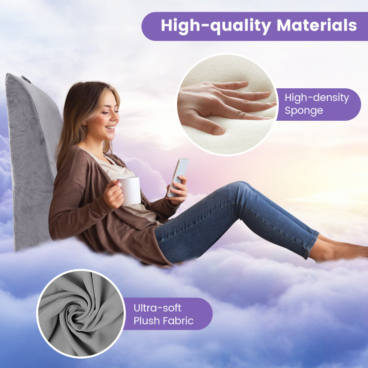 Bed Wedge Pillow Back Support Triangle Reading Pillow with Detachable Cover-Gray丨Costway