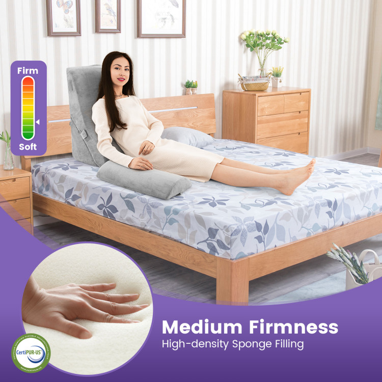 7 Pieces Bed Wedge Pillow Set with Memory Foam and Washable Cover - Costway