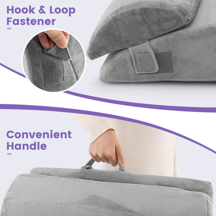 Three Gear Adjustable Back Wedge Cushion Pillow 17.7x17.7x7.87in Sofa Bed Office  Chair Rest Cushion Waist Neck Support Pillow with Small Pockets 