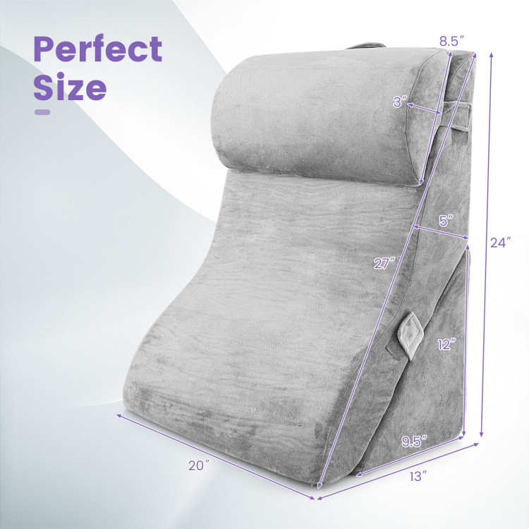5pc Orthopedic Bed Wedge Pillow Set Travel Cushions Lumbar Adjustable
