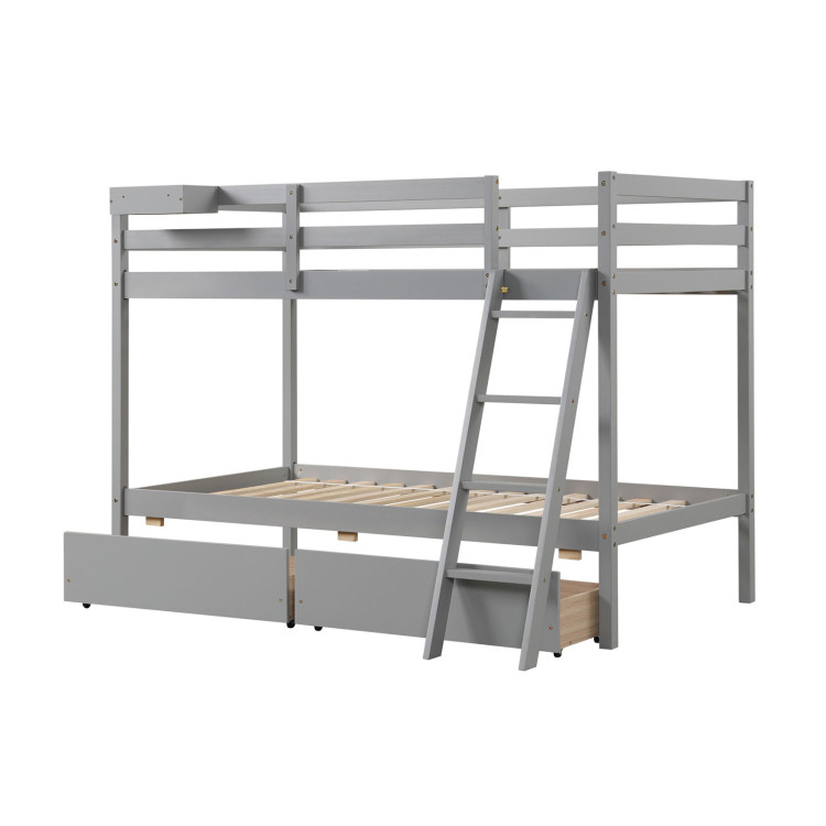 Twin Over Twin Bunk Bed Wood Bed Frame with 2 Storage Drawers and Ladder - Gallery View 1 of 13