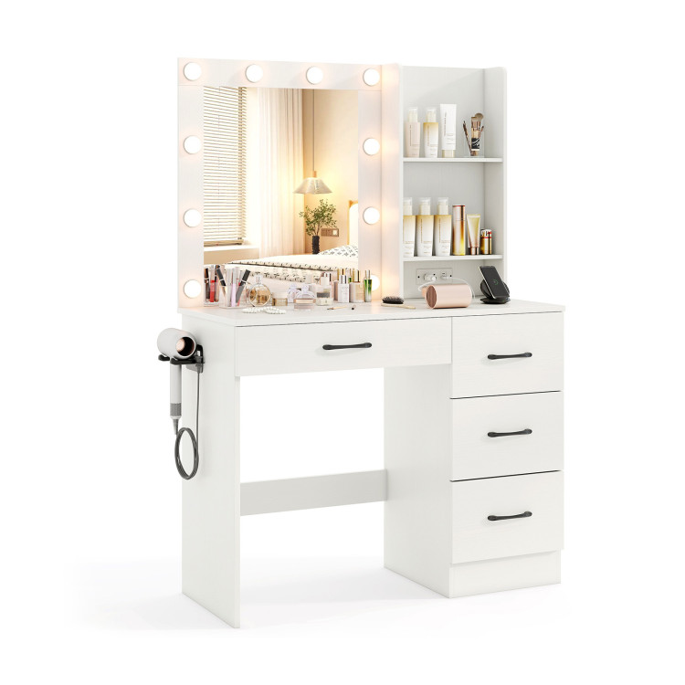Vanity Desk with 3-Color Lights and Power Outlets - Gallery View 1 of 12