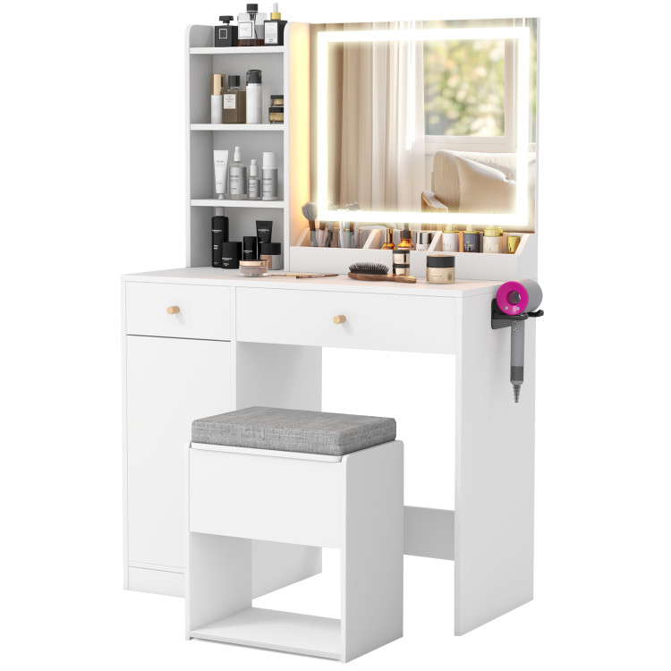 Vanity Dressing Table and Chair Set with Mirror and Lights - Gallery View 1 of 10