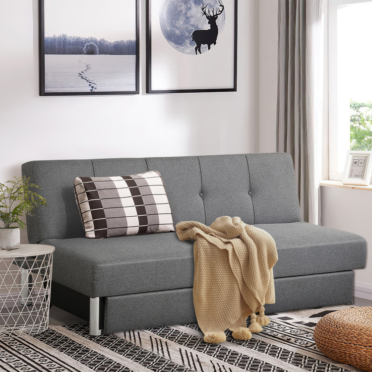 3 Seat Storage Sofa Couch with Armrest, Linen Fabric Sofa with Movable Seat  and Back Cushions, Leisure Sofa with Wooden Legs for Living Room Bedroom