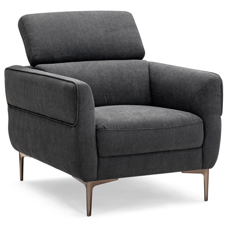 Modern Upholstered Single Sofa with Adjustable Headrest-GrayCostway Gallery View 1 of 9