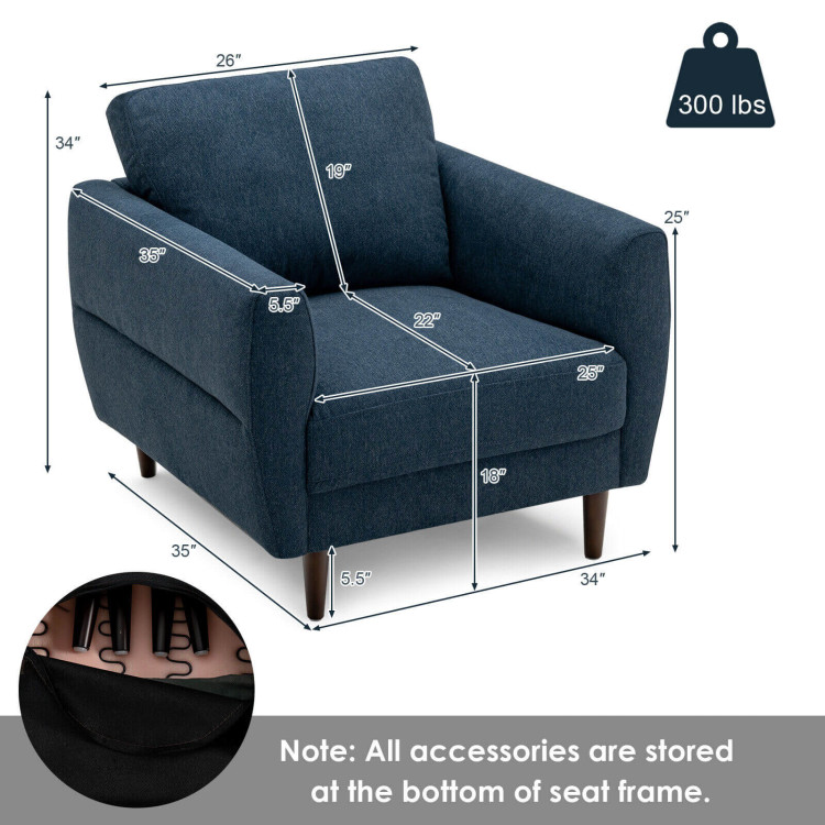 Modern Upholstered Accent Chair Single Sofa Armchair-NavyCostway Gallery View 4 of 8