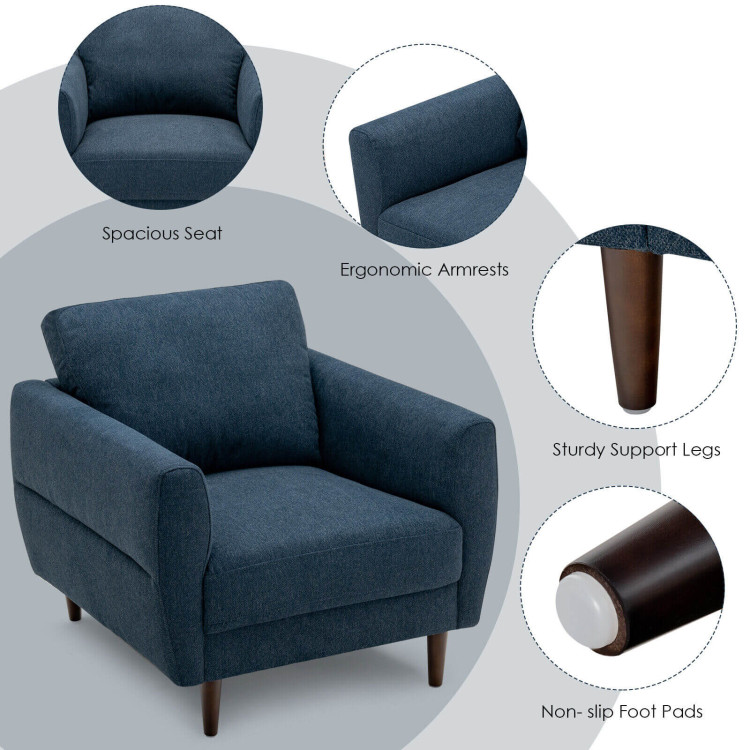 Modern Upholstered Accent Chair Single Sofa Armchair-NavyCostway Gallery View 3 of 8