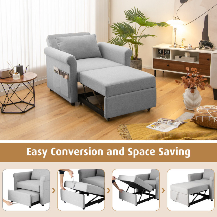 Folding Chair Bed Single Sofa Bed Armchair 3-in-1 Recliner Lounge Sleeper  Bed