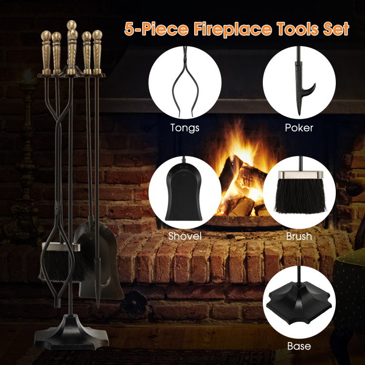Fireplace 6-Piece Tool Set includes Shovel, Poker, Brush, Tongs, Match  Holder & Stand, Fireplace or Wood Stove, Blacksmith, Metal Art – Mitty's  Metal Art