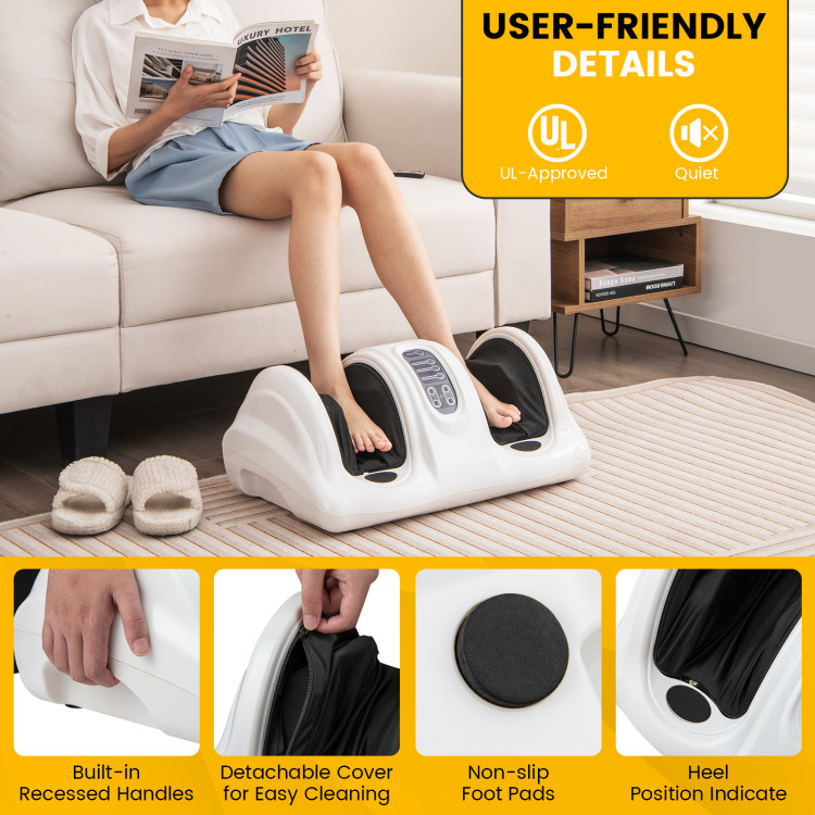 Therapeutic Shiatsu Foot Massager with High Intensity Rollers-White - Live  - - Costway