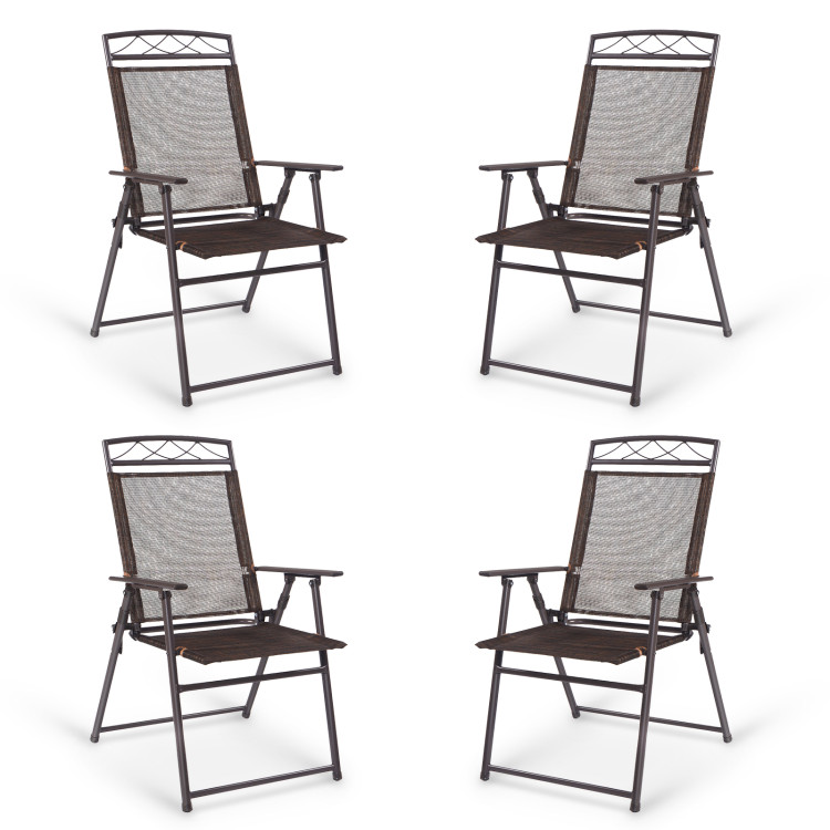 Costway Set of 4 Outdoor Folding Sling Chairs