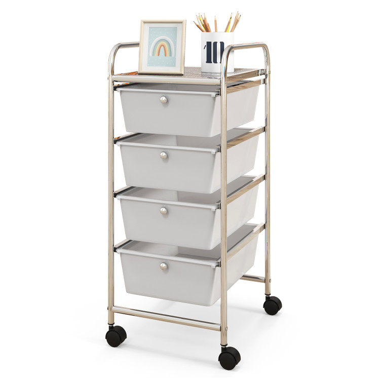 4-Drawer Cart Storage Bin Organizer Rolling w/Plastic Drawers Clear HW