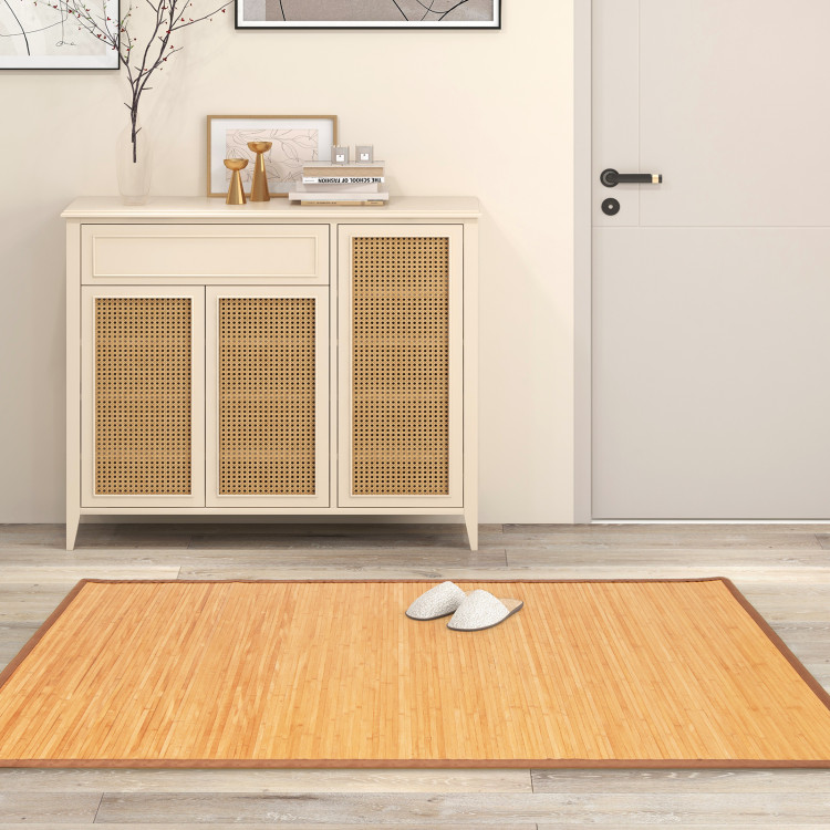 5 x 8 Feet Bamboo Floor Mat with Anti-Slip Backing for Living Room ...