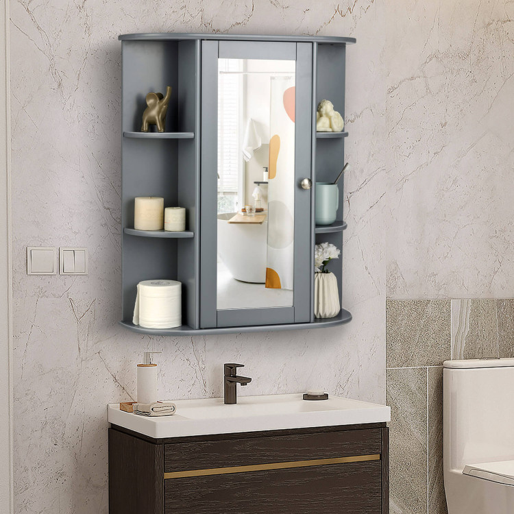 Wall-Mounted Multipurpose Vanity Mirror with Shelf - Costway
