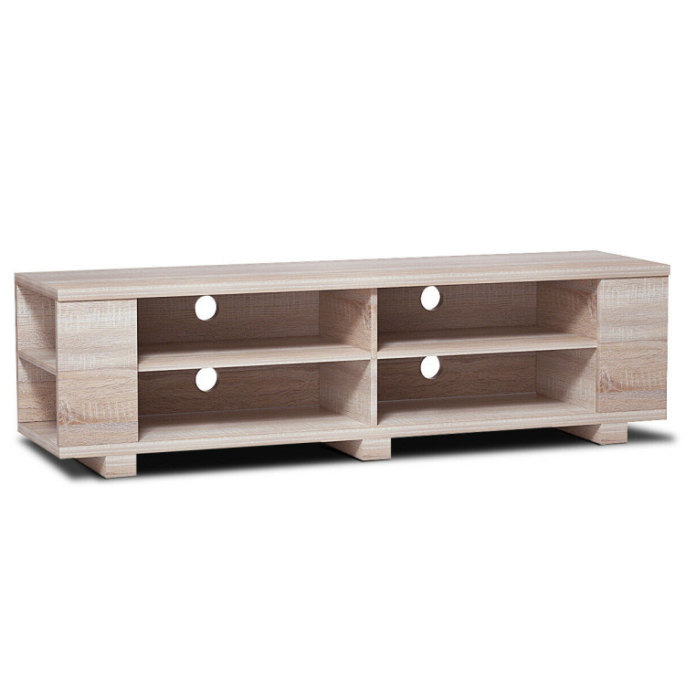 59 Inch Console Storage Entertainment Media Wood TV Stand-OakCostway Gallery View 1 of 10