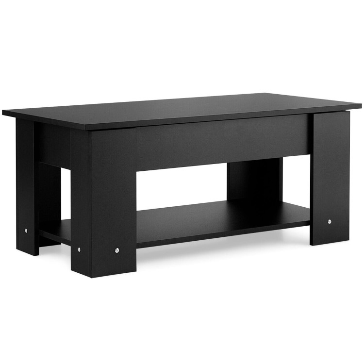 Coffee Table with Lift-up Desktop and Hidden Storage-BlackCostway Gallery View 1 of 10