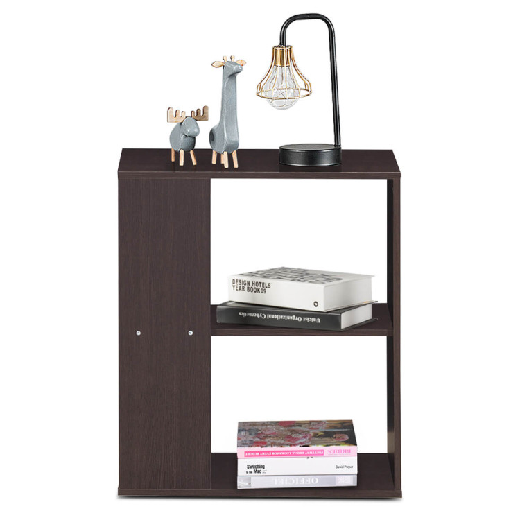 2-Tier Side End Table with Storage Shelves -BrownCostway Gallery View 8 of 10