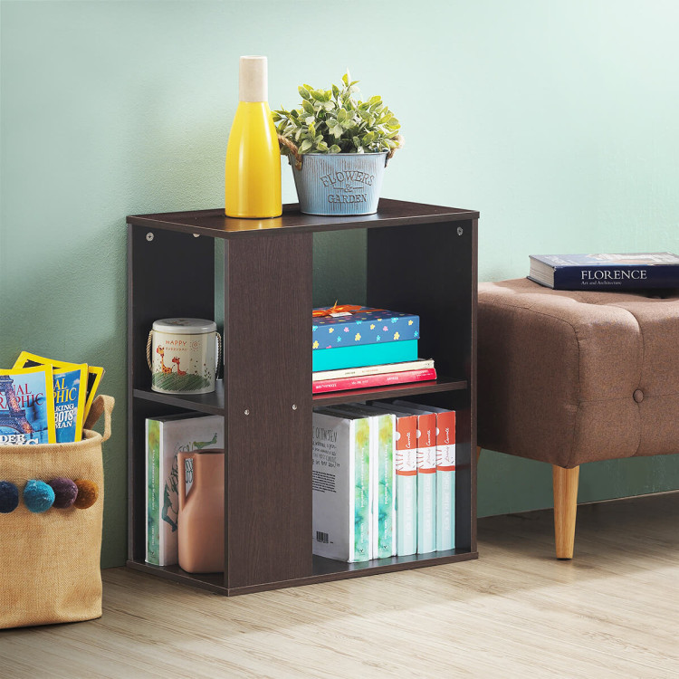2-Tier Side End Table with Storage Shelves -BrownCostway Gallery View 2 of 10