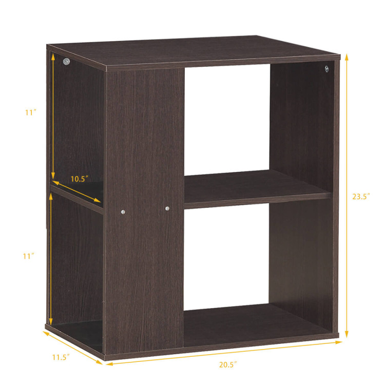 2-Tier Side End Table with Storage Shelves -BrownCostway Gallery View 4 of 10
