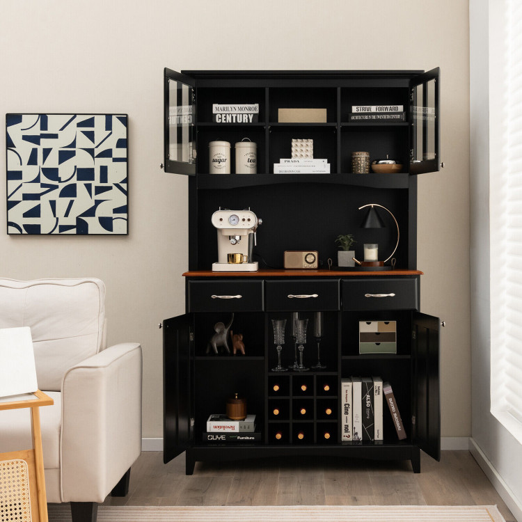 Kitchen Storage Cabinet Cupboard with Wine Rack and Drawers - Costway