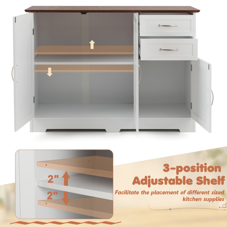 Buffet Server Storage Cabinet with 2-Door Cabinet and 2 Drawers - Costway