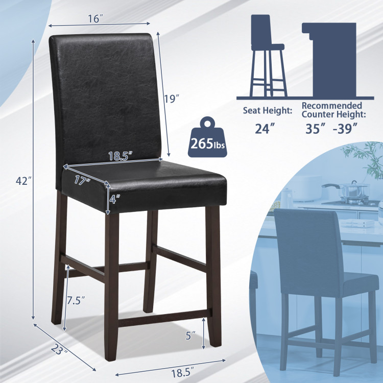 25 Inch Counter Height Set Of 2 Bar Stools Black Size 4 
