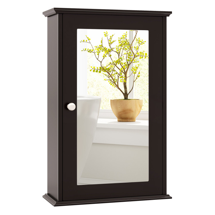 Bathroom Wall Cabinet with Single Mirror Door and Adjustable Shelf - Gallery View 1 of 10