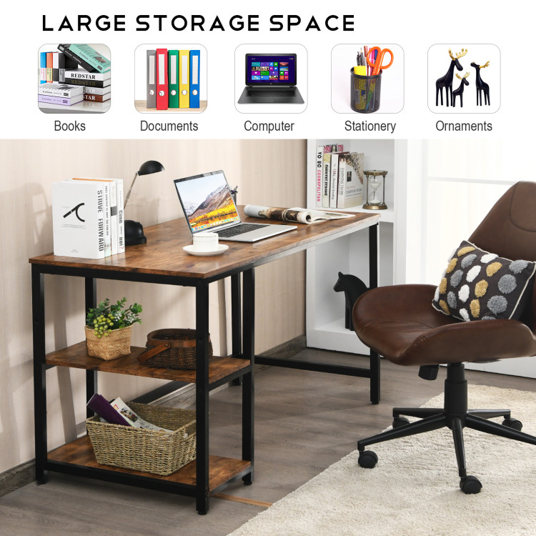 Costway Computer Desk Home Office Desk With Shelves 2 Drawers Keyboard Tray  & Movable Cpu Stand Study Desk Laptop Table Small Space Rustic Brown :  Target