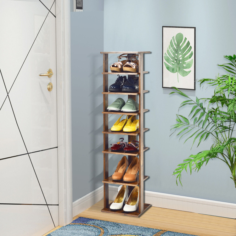  HOME BI 10 Tiers Vertical Shoe Rack, Tall Skinny Wooden Boot  Shelf, Narrow Slim Shoe Tower, Free Standing Shoe Cabinet with Hooks for  Entryway, Closets, Corner, Wall, Front Door, Outdoor, White 