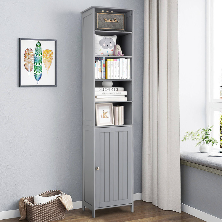 72 Inches Free Standing Tall Floor Bathroom Storage Cabinet-GrayCostway Gallery View 6 of 10
