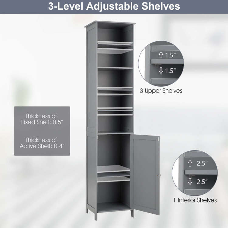 72 Inches Free Standing Tall Floor Bathroom Storage Cabinet-GrayCostway Gallery View 8 of 10