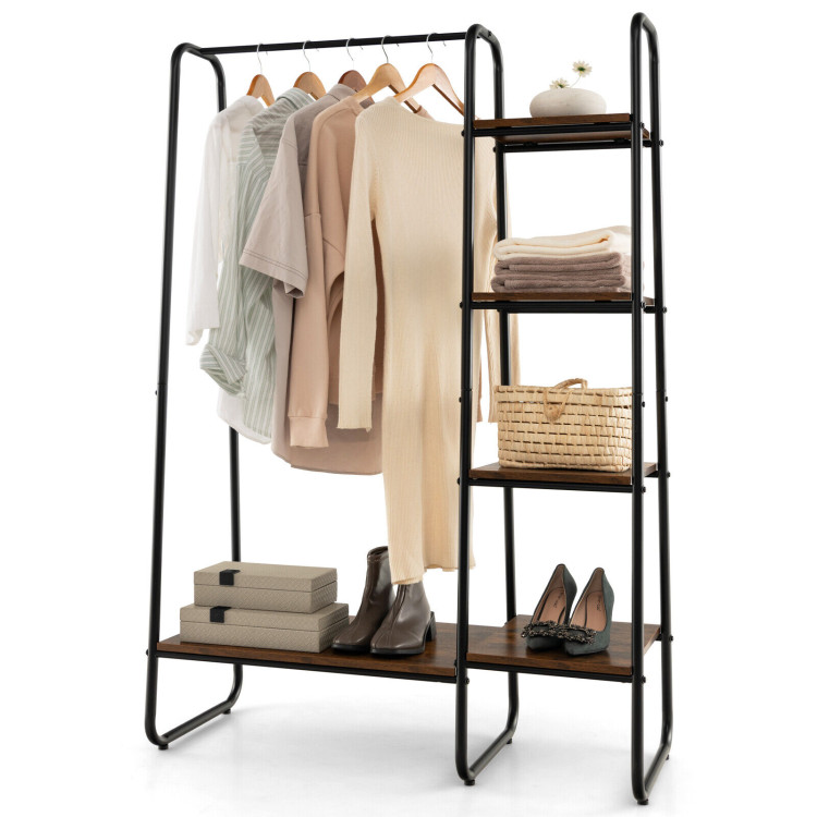Clothes Rack Free Standing Storage Tower with Metal Frame - Costway